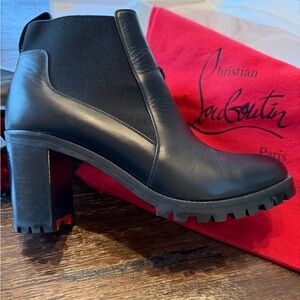 Christian Louboutin Black Chunky Heel Boots